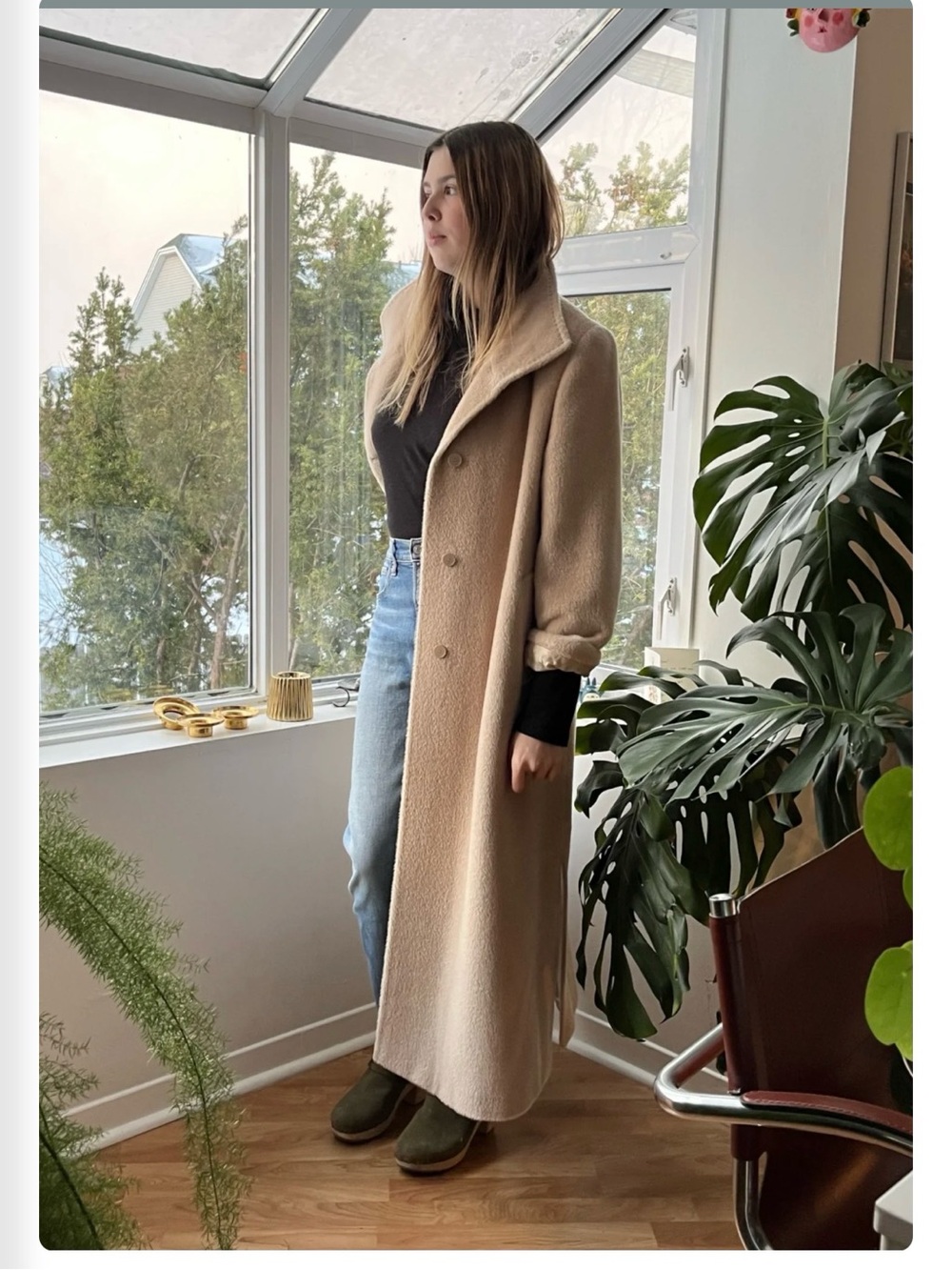 Cinzia Rocca Icons Long Beige alpaca Wool Blend Coat